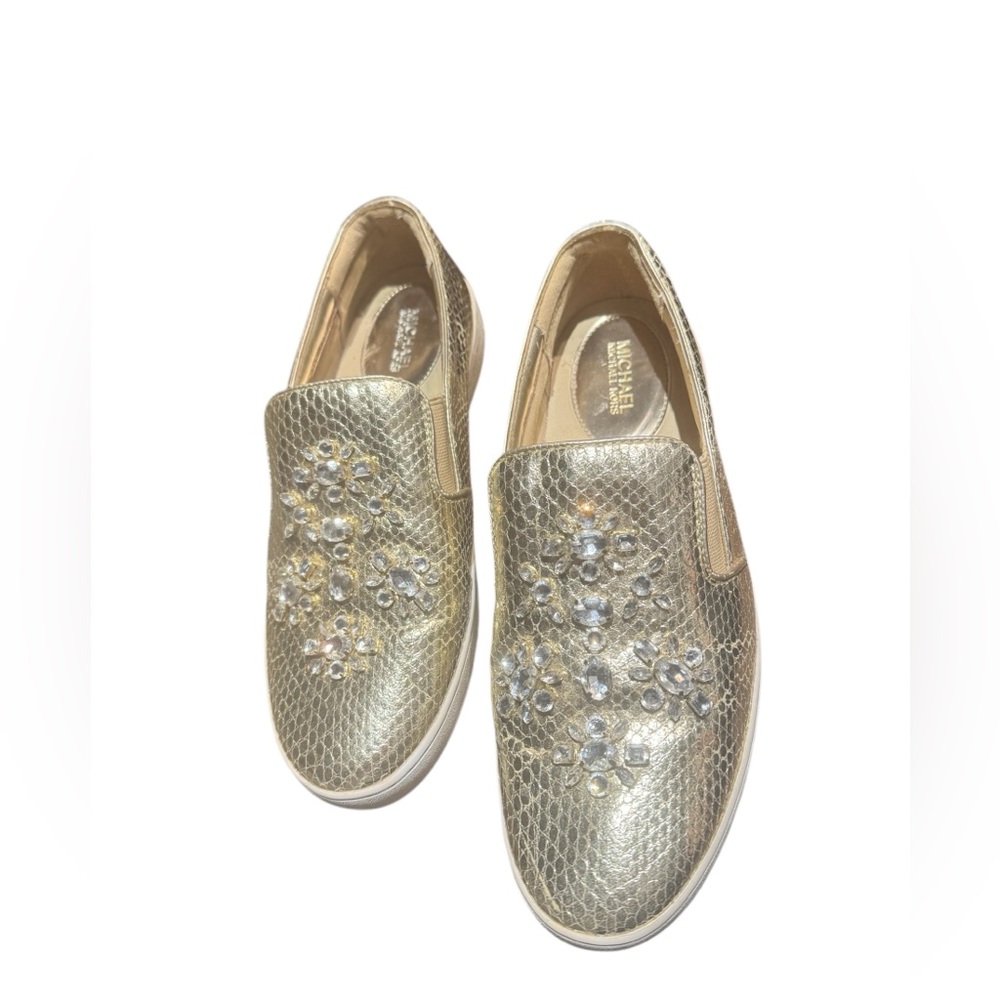 Michael Kors Gold Embellished Slip-On Sneakers - Picture 6 of 15